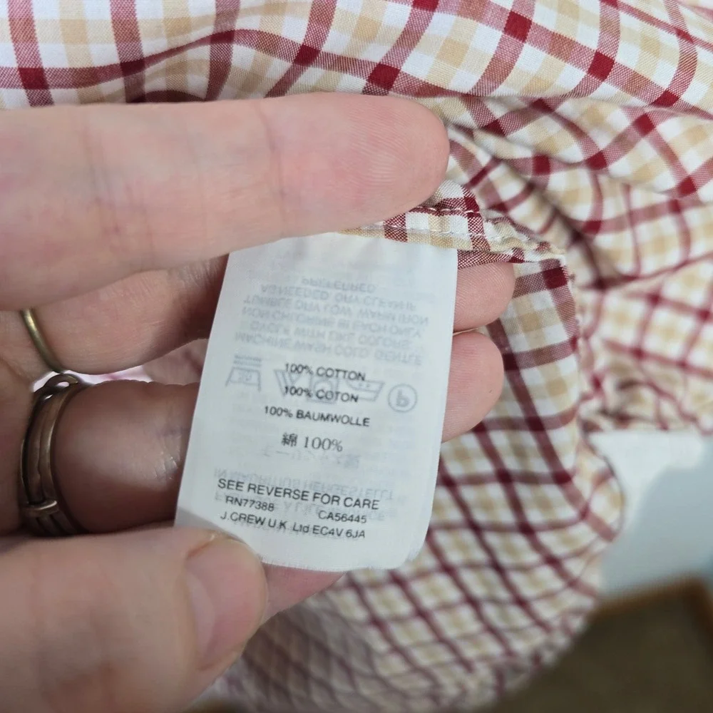 J. Crew Ludlow Mens‎ Large Plaid Check 120's 2 Ply Cotton Button Down Shirt